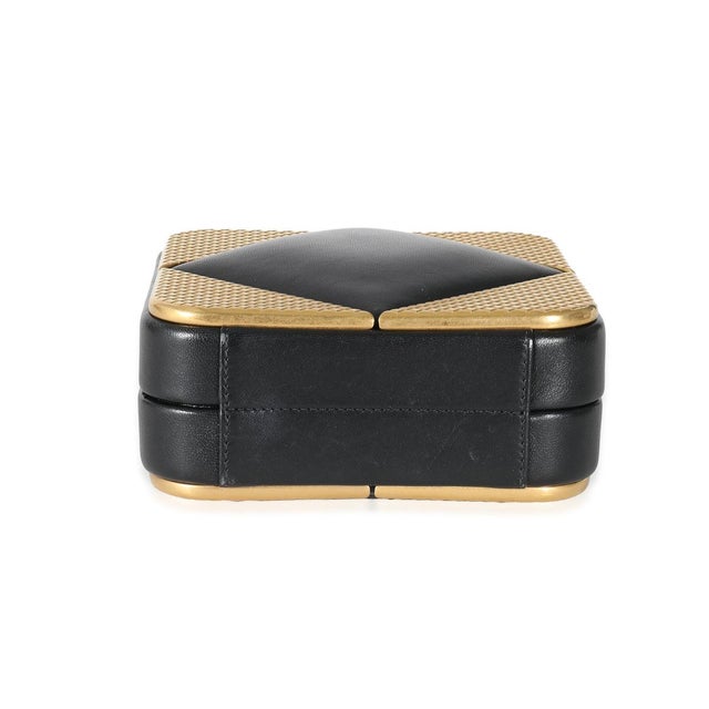 2020s Black Lambskin Gold Metal Square CC Clutch For Sale - Image 5 of 7