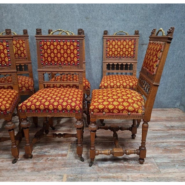 Antique Carved Oak Chairs, 1800s, Set of 6 For Sale - Image 6 of 10