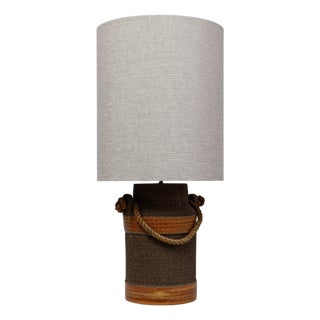 20th Century German Orange Ceramic Table Lamp With Rope Handle For Sale