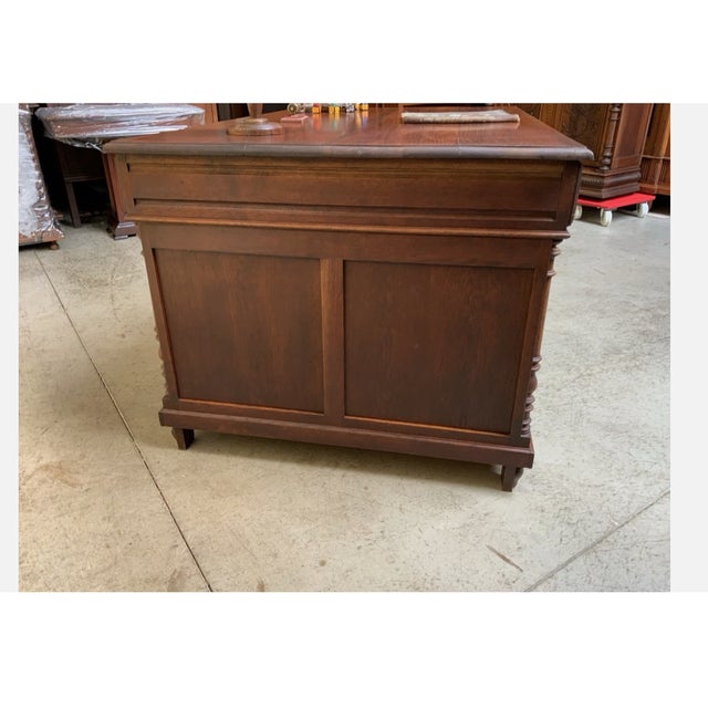 Wood Antique Art Nouveau Double-Sided Desk, 1890s For Sale - Image 7 of 10