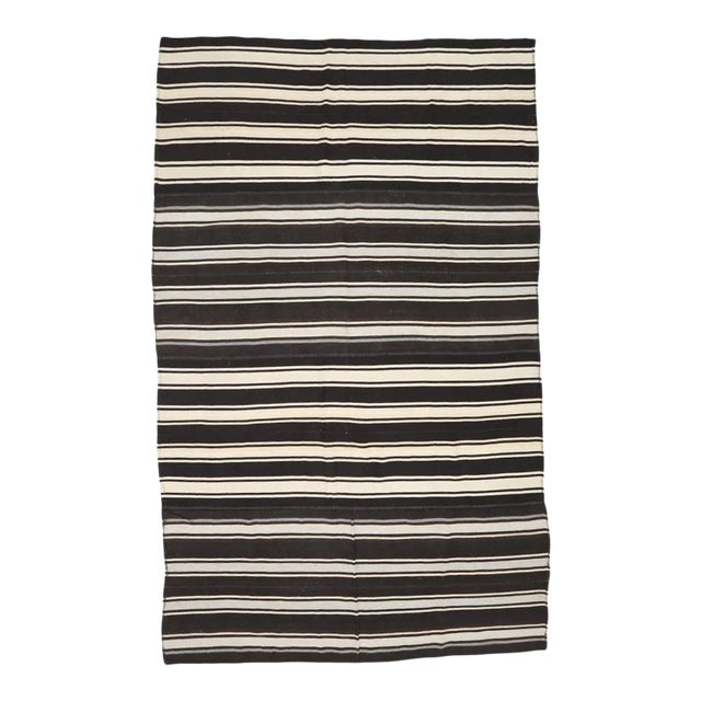 Mid 20th Century Striped Large Turkish Kilim Rug For Sale