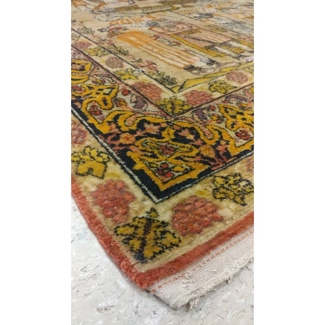 Traditional Antique Persian Pictorial Malayer Rug, Wall Hanging, King of Persia Handmade Rug For Sale - Image 3 of 10