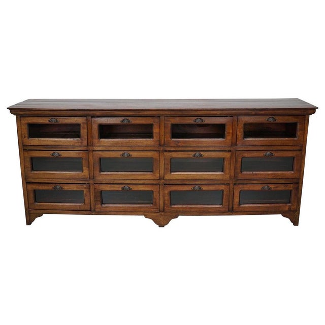 Vintage Dutch Teak Haberdashery Shop Cabinet / Vitrine For Sale - Image 14 of 14