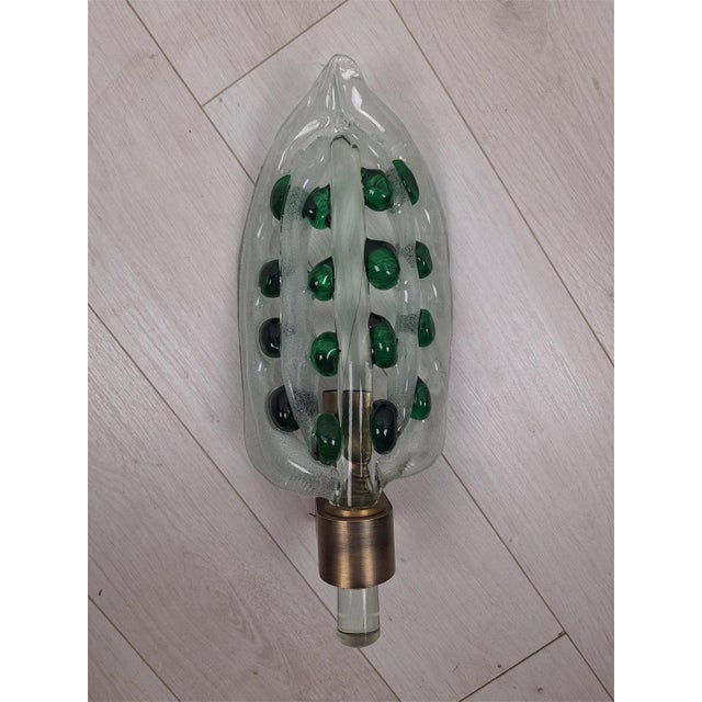 Mid-Century Modern Large Wall Light in Brass and Murano Glass, 1990s For Sale - Image 3 of 11