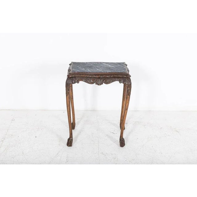 English Oak & Faux Marble Lion Paw Side Table For Sale - Image 6 of 10