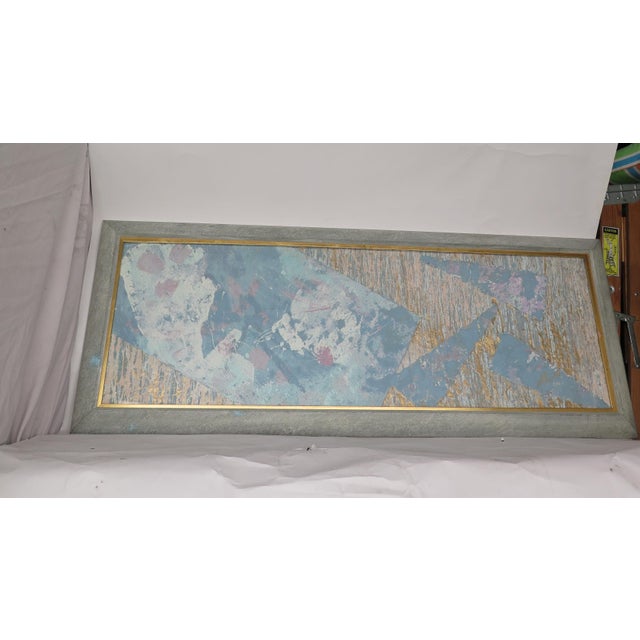 1980's Framed Paper & Paint Collage For Sale - Image 4 of 5