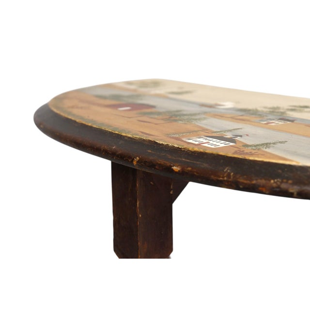 Rufus Porter Style Folk Art Demilune Side Table For Sale In Tampa - Image 6 of 9