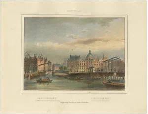 C. Springer, View of Amsterdams Herring Packing Plant and Nieuwe Stadsherberg Bridge, 1850, Paper