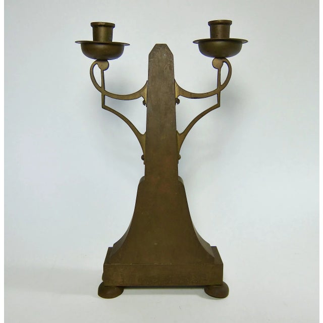 Wood Antique Two-Light Art Nouveau Candle Holder For Sale - Image 7 of 11