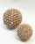 Pair of vintage decorative coquillage seashell balls. Larger approx 9" dia, smaller approx 7" dia (both are missing a...