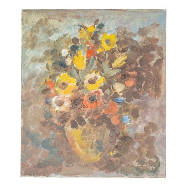 Bouquet of Flowers, 1980s, Oil on Canvas For Sale