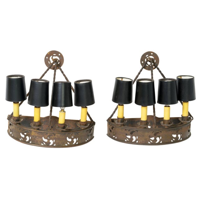 Brown Gothic Sconces - a Pair For Sale - Image 8 of 8