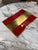 Modern Vintage Red Lacquer & Brass Serving Tray With Handle For Sale - Image 3 of 7