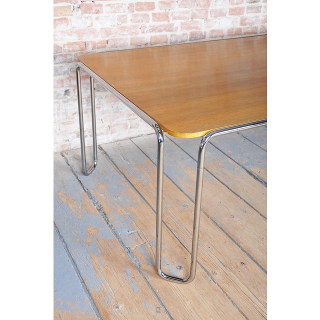 Czech Bauhaus Chrome Dining Table in Oak attributed to R. Slezák, 1930s For Sale - Image 6 of 18
