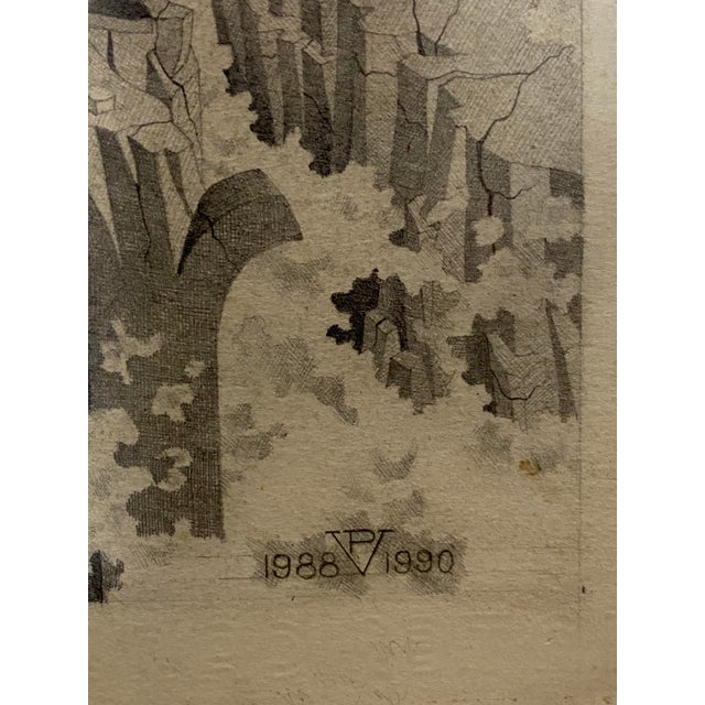 Surrealist Drawing Homage to MC Escher by Peter Vintila | Chairish