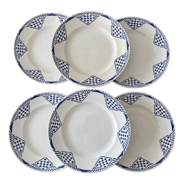 Vintage Pantin Pattern Dinner Plates from Moulin Des Loups & Hamage, 1950s, Set of 6 For Sale