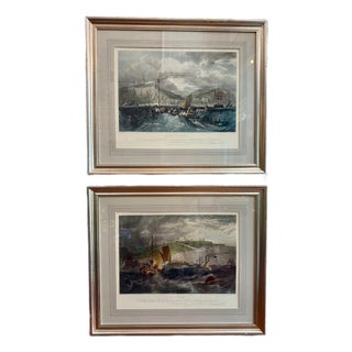 Late 20th Century Pair of Joseph Mallard William Turner House Lithographs For Sale
