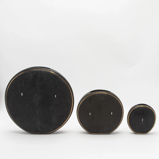 Shagreen Vase With Brass Details by R&y Augousti For Sale - Image 9 of 9