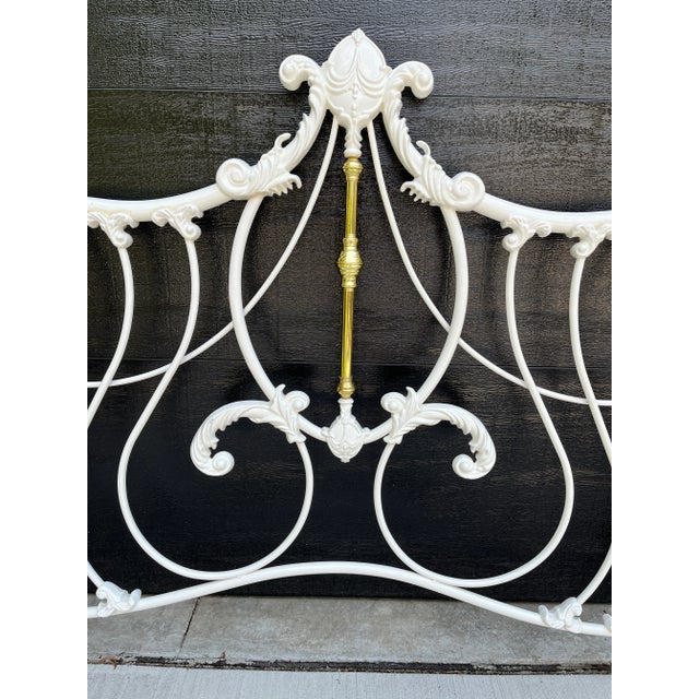 Mid 20th Century Vintage French Cottage Iron & Brass Full Size