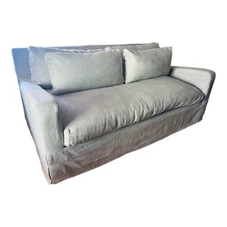 Restoration Hardware Belgian Linen Slipcovered Sofa For Sale