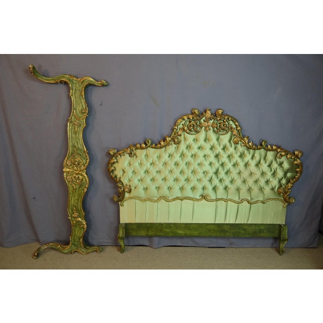 Gold Louis XV Style Bed in Gilded Wood, 1950s For Sale - Image 8 of 13
