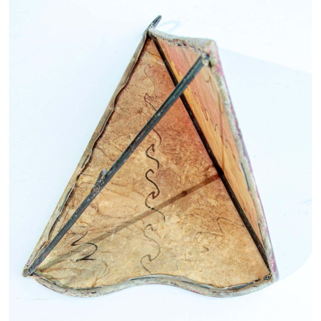 Red Handcrafted North African Art Wall Sconce in Red and Yellow For Sale - Image 8 of 10