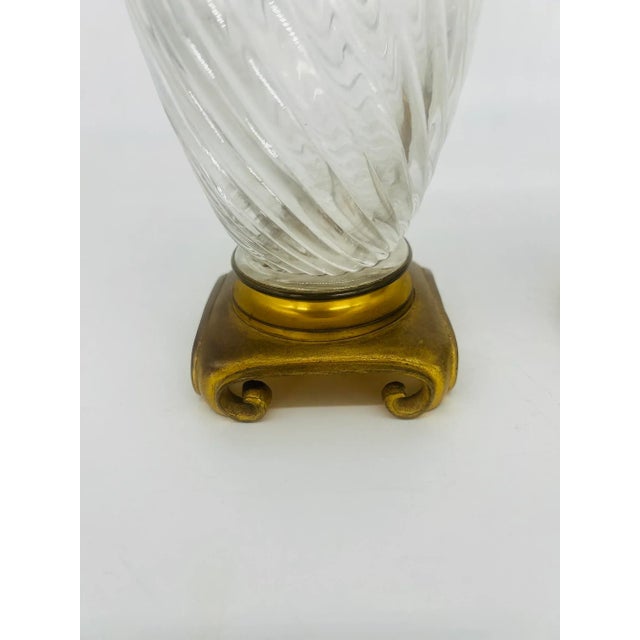 Chinoiserie Pair, 19th Century Baccarat Swirl Pattern Bronze Ormolu Mounted Crystal Vases For Sale - Image 3 of 12