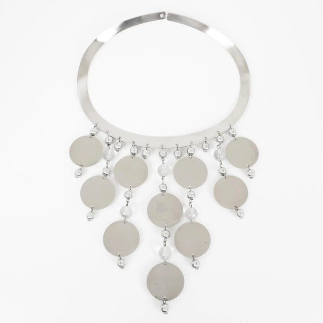 Louis Feraud Paris Chrome and Mirrors Space Age Necklace For Sale - Image 9 of 16