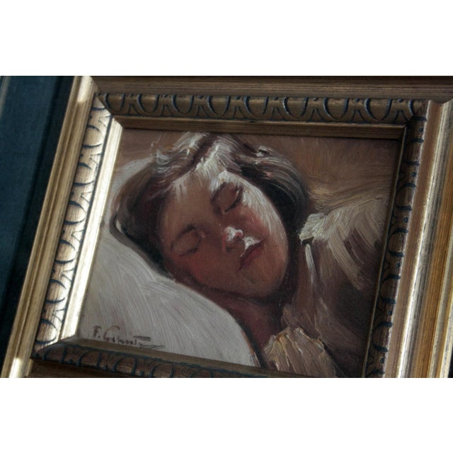 Brown Francesco Galante, Sleeping Girl, 1960s, Oil on Canvas For Sale - Image 8 of 10