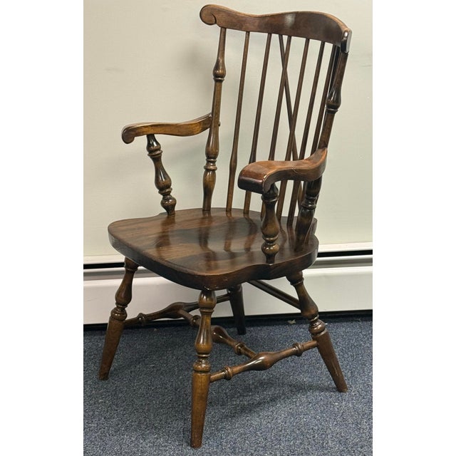 Wood Vintage Ethan Allen Antiqued Pine Old Tavern Duxbury Chairs - Set of 4 For Sale - Image 7 of 12