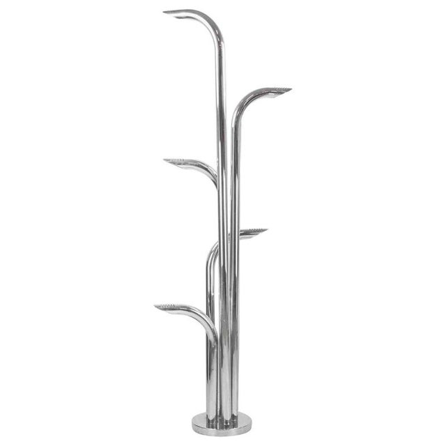Silver Vintage Chromed 5-Light Floor Lamp, Italy, 1970s For Sale - Image 8 of 8
