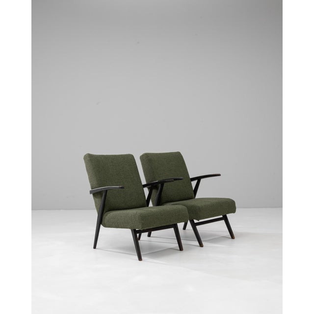 Wood 1960s Czech Upholstered Armchairs - A Pair For Sale - Image 7 of 18