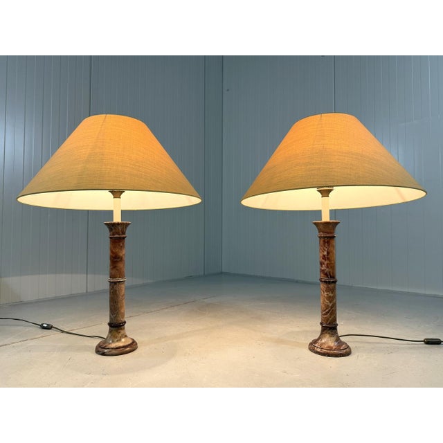 Mid-Century Modern Large Marble Table Lamps, 1970s, Set of 2 For Sale - Image 3 of 16