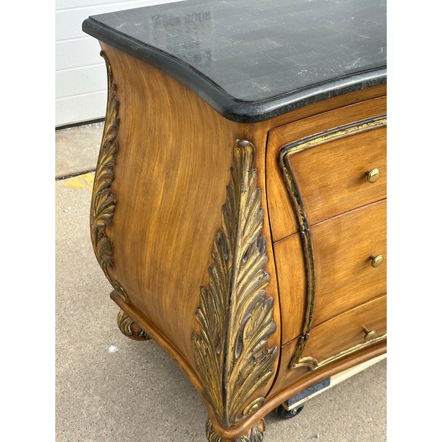 Brown Vintage French Style Marble Bombe Chest For Sale - Image 8 of 10
