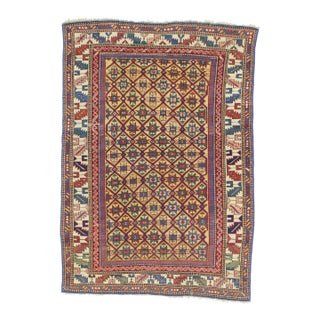 Antique Caucasian Kuba Rug 3'8" X 5’3" For Sale