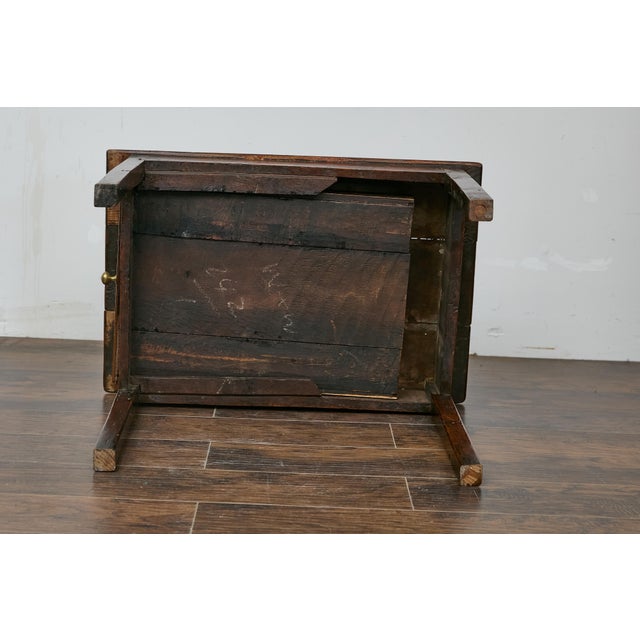 English 19th Century English Rustic Oak Side Table with Planked Top and Single Drawer For Sale - Image 3 of 12