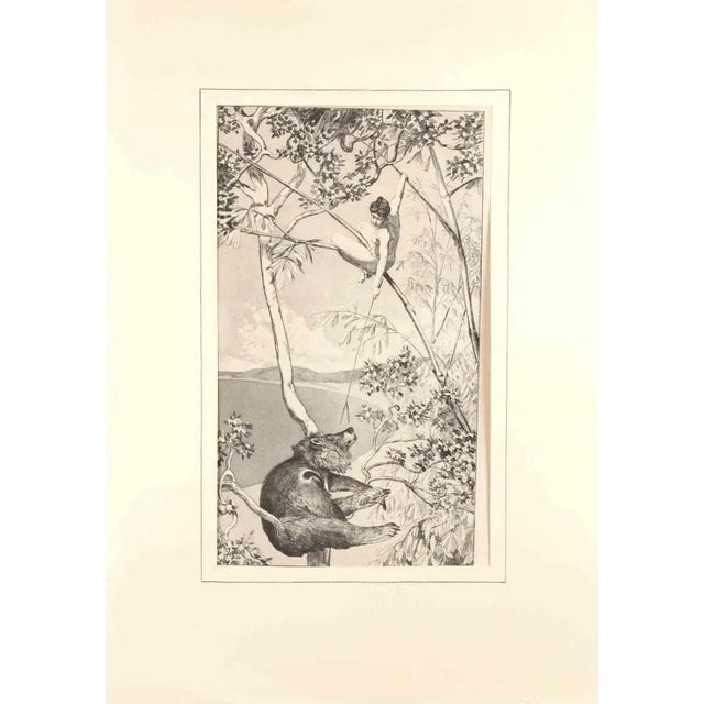 Bear And Elf from "Intermezzi" is a print realized by Max Klinger in 1881. Signature and number of the print on plate....