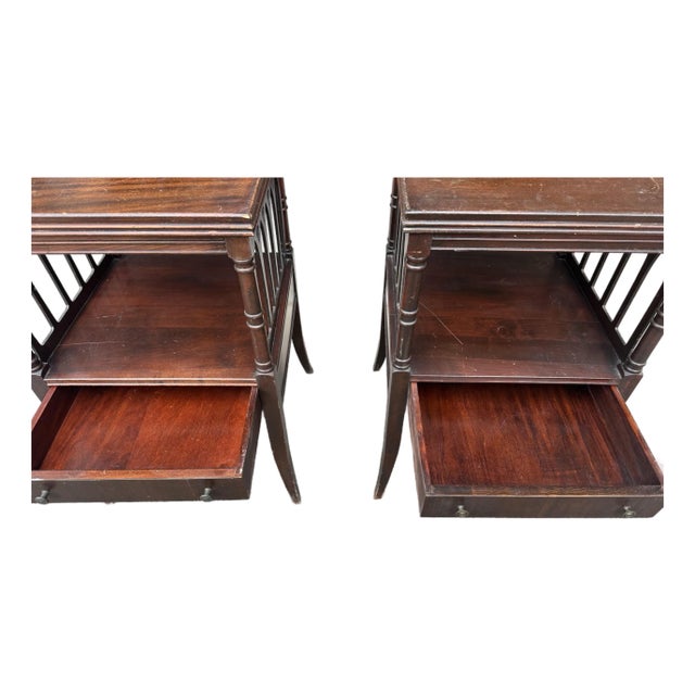 Mid 20th Century Pair of Potthast Brothers Style Mid-Century American Federal Mahogany Side Tables For Sale