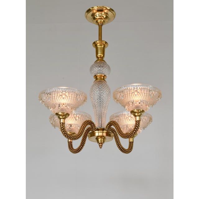 Art Deco French Art Deco Chandelier by Boris Lacroix 1930s France For Sale - Image 3 of 13