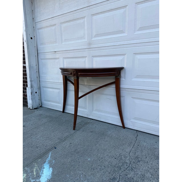 2000 - 2009 Bombay Company Neoclassical Mahogany Demilune Console Table For Sale - Image 5 of 12