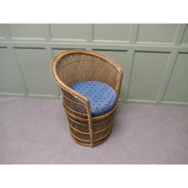Wood French Tiki Style Woven Bamboo Tub Chair, 1960s For Sale - Image 7 of 8