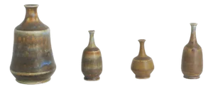 Small Mid-Century Scandinavian Modern Collectible Brown Stoneware Vases by Gunnar Borg for Höganäs Ceramics, 1960s, Set of 4