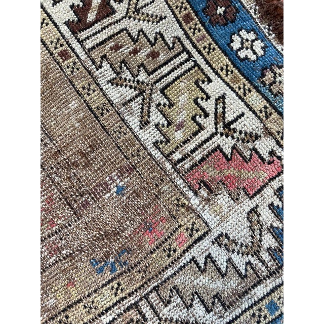 ON HOLD FOR MAGNOLIA NETWORK*** GORGEOUS Antique Caucasian Runner Icy Blue, Soft Beige, Camel, Honey with Blush 3.4 x 8.4 For Sale - Image 14 of 18