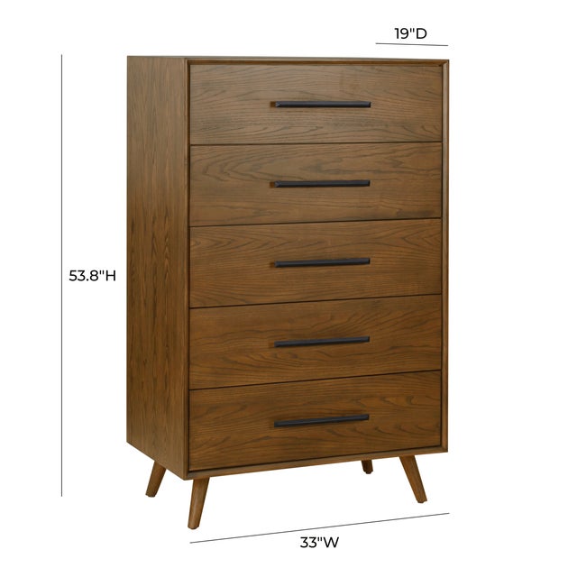 Emery Walnut 5 Drawer Chest For Sale - Image 10 of 11