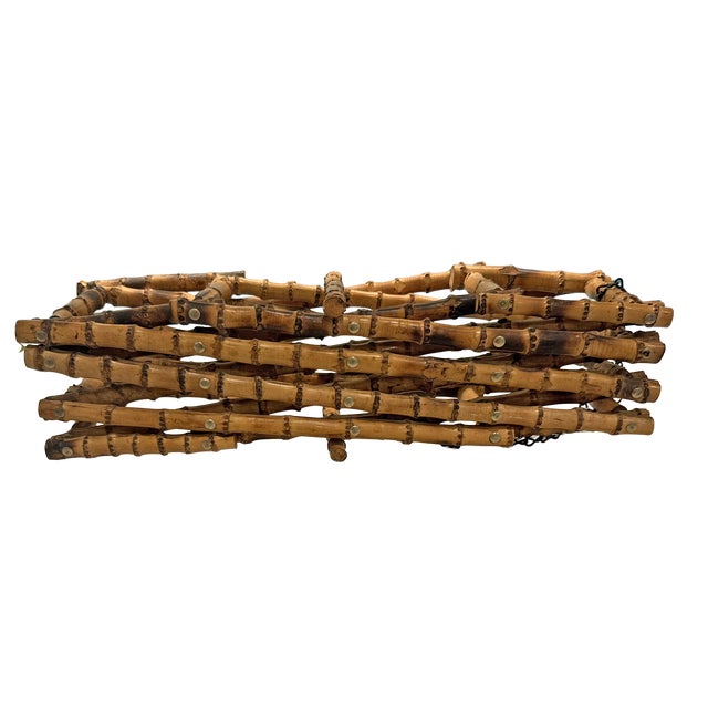 Late 20th Century Vintage Expandable Bamboo Wine Rack | Folding Adjustable Wine Bottle Storage | Boho Coastal Hollywood Regency For Sale - Image 5 of 9