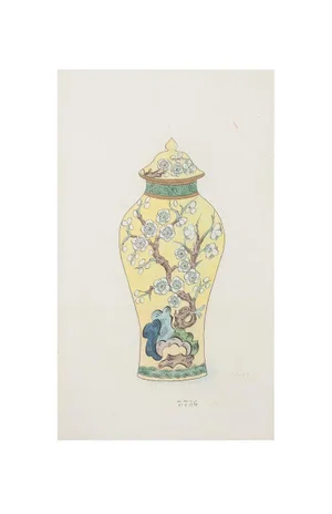 Gabriel Fourmaintraux - Porcelain Vase - Original Watercolor - Early 20th Century