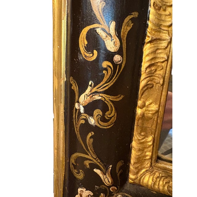 Vintage Black Chinoiserie Giltwood and Ebonized Mirror For Sale - Image 12 of 13