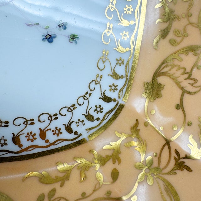 Antique Victorian Peach & Gold Porcelain Serving Dish For Sale In Houston - Image 6 of 8