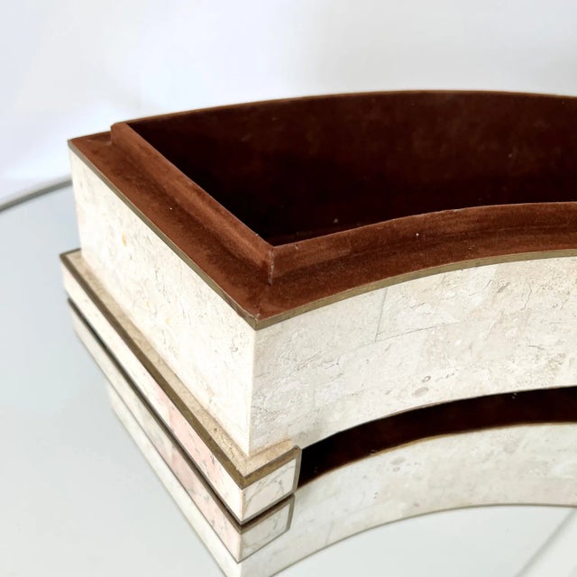 Tessellated Box in Coral Stone With Brass Inlays by Casa Bique, C. 1970's For Sale - Image 9 of 11