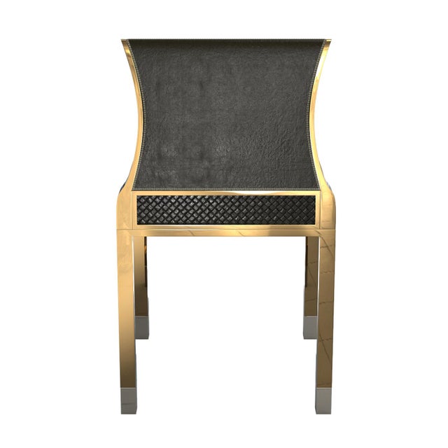 "Pagina" Chair With Bronze and Tailor Made Leather For Sale In Los Angeles - Image 6 of 9